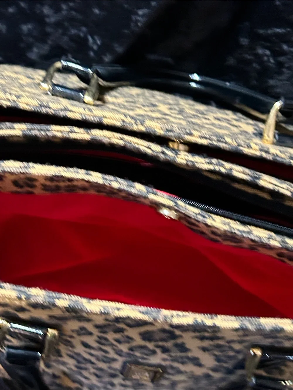 Diane Von Furstenberg Leopard Print Satchel with Black Patent Handles